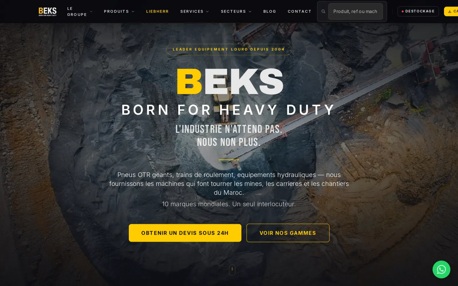 Page d'accueil du site BEKS sur ordinateur
