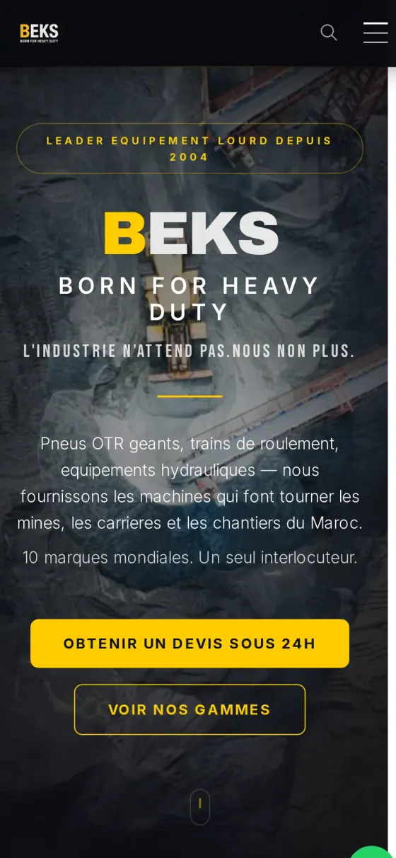 Le site BEKS sur téléphone