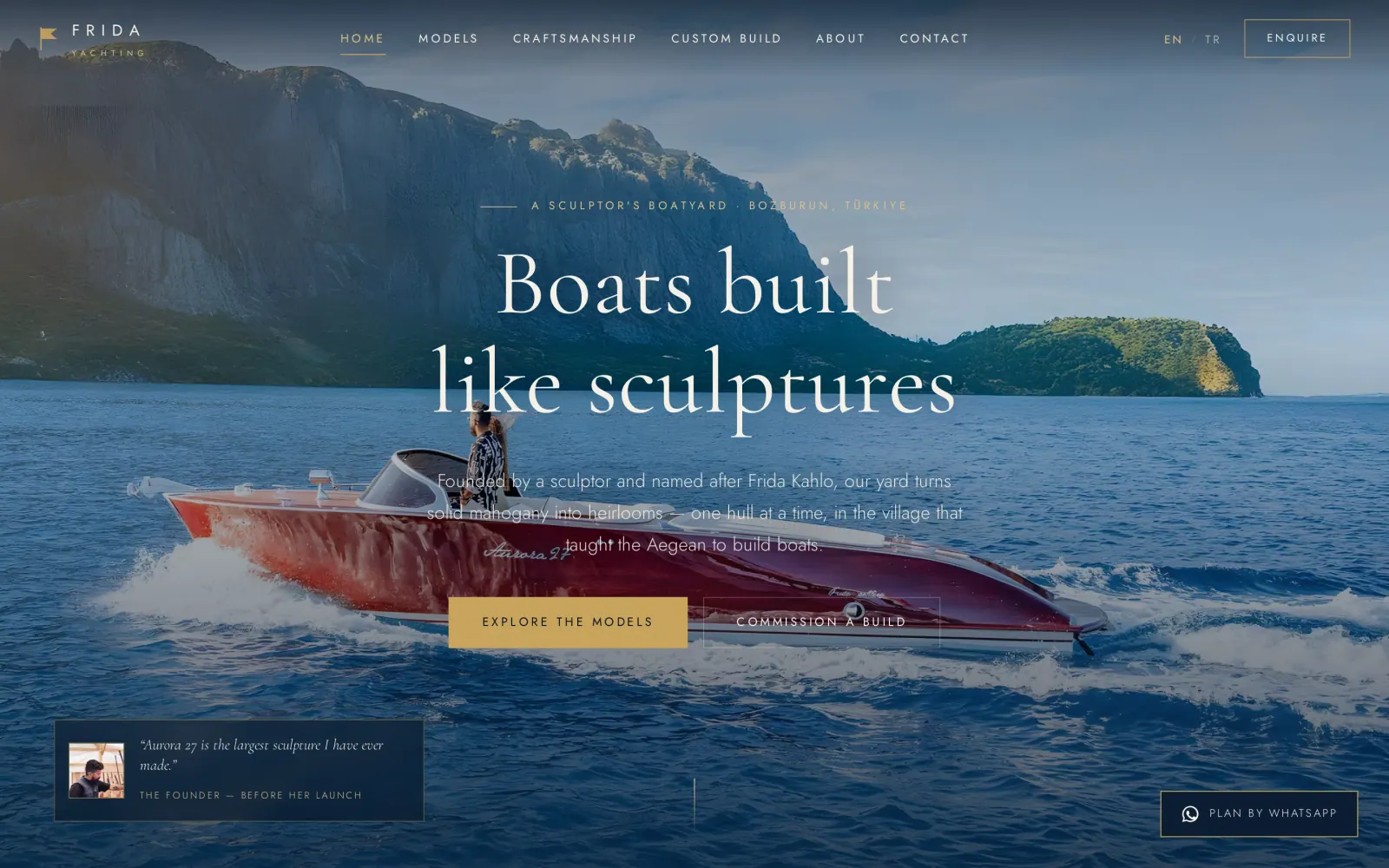 Page d'accueil du site Frida Yachting sur ordinateur