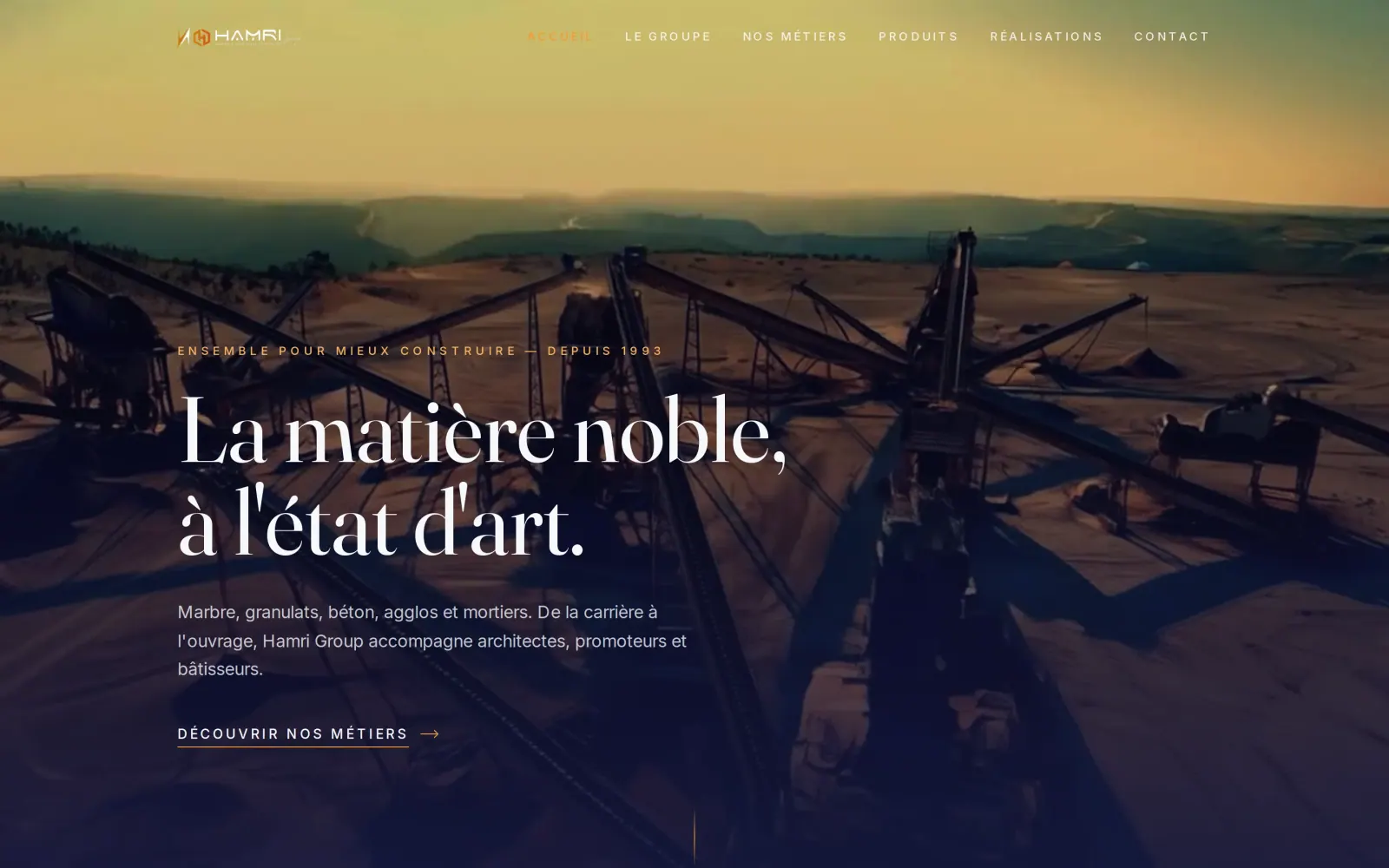 Page d'accueil du site Hamri Group sur ordinateur