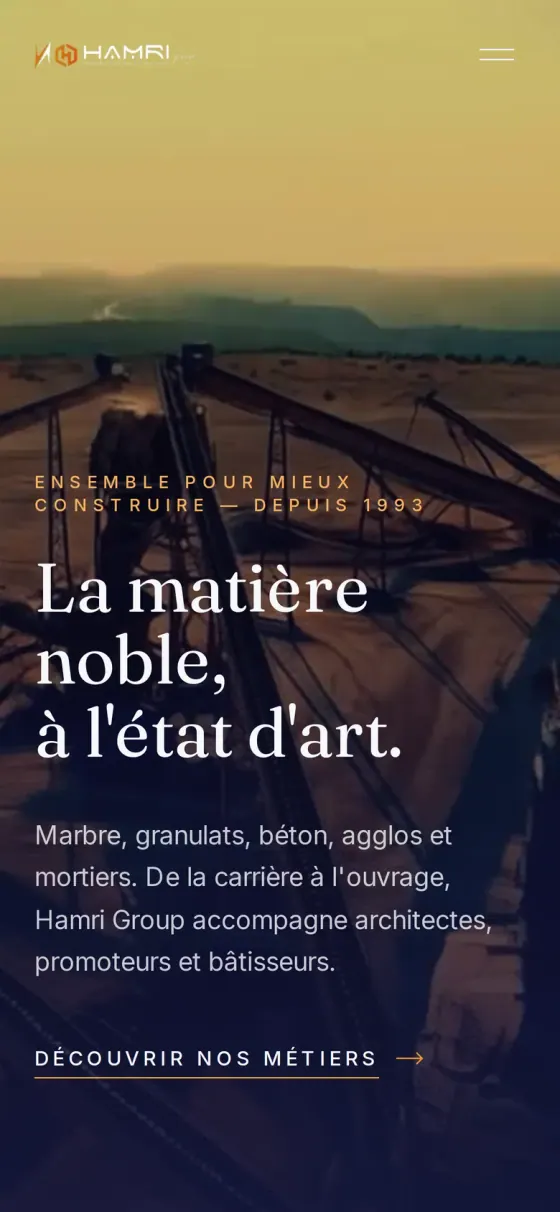 Le site Hamri Group sur téléphone