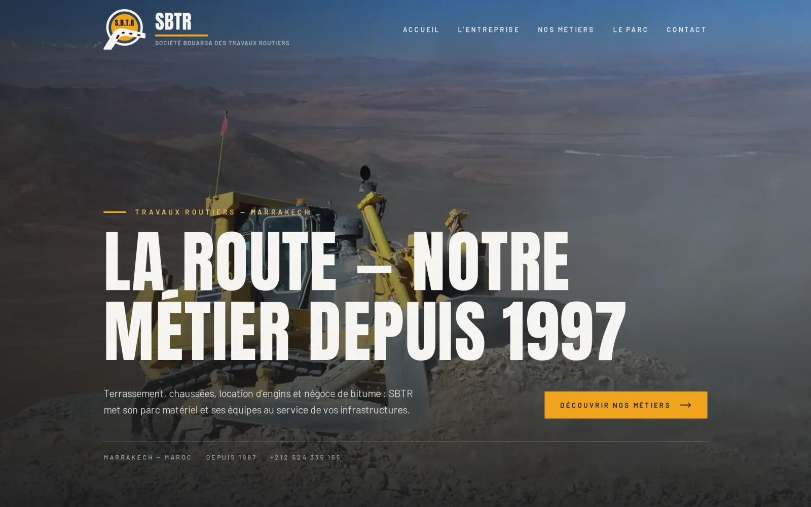 Page d'accueil du site SBTR sur ordinateur