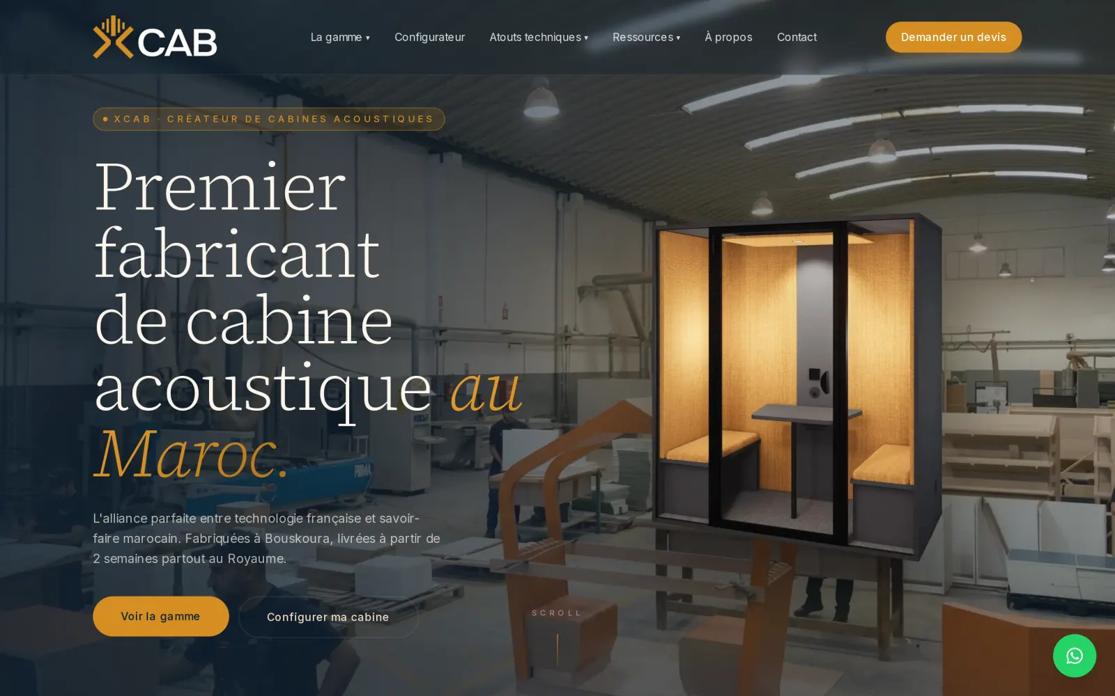 Page d'accueil du site XCAB sur ordinateur