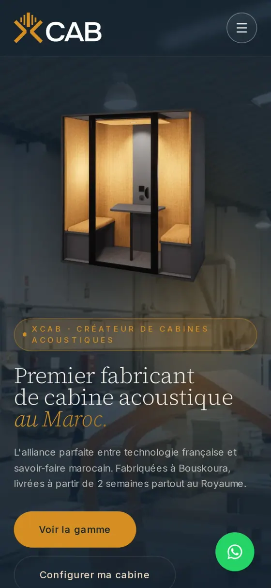 Le site XCAB sur téléphone