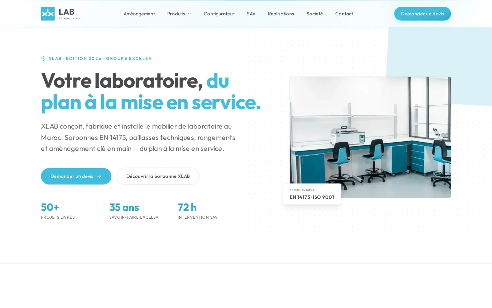 Page d'accueil du site XLAB sur ordinateur